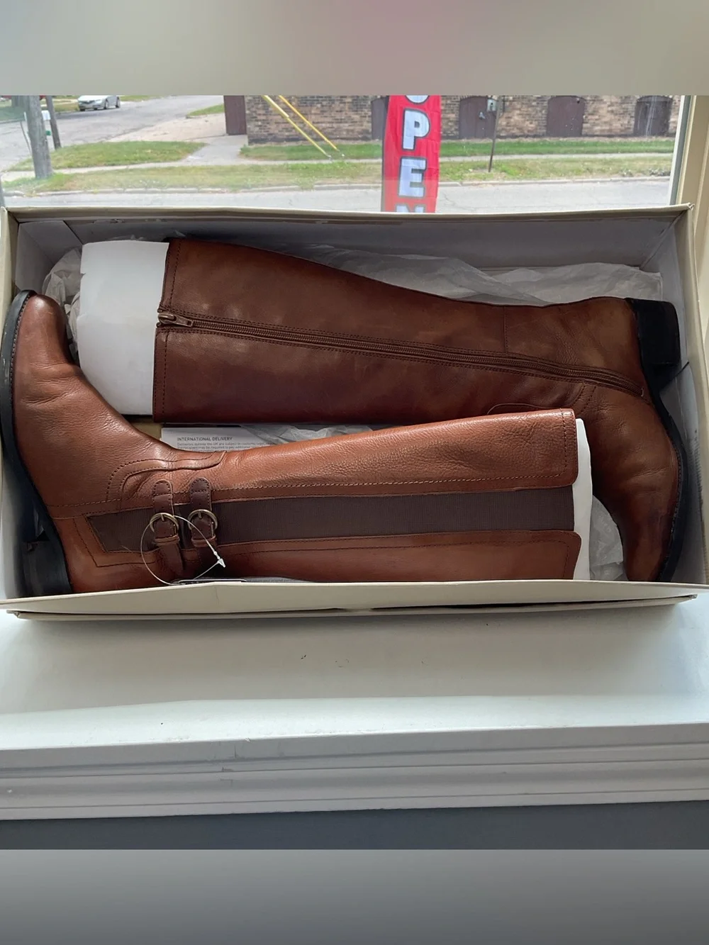 Over-the-Knee Leather Boots in Cognac Brown